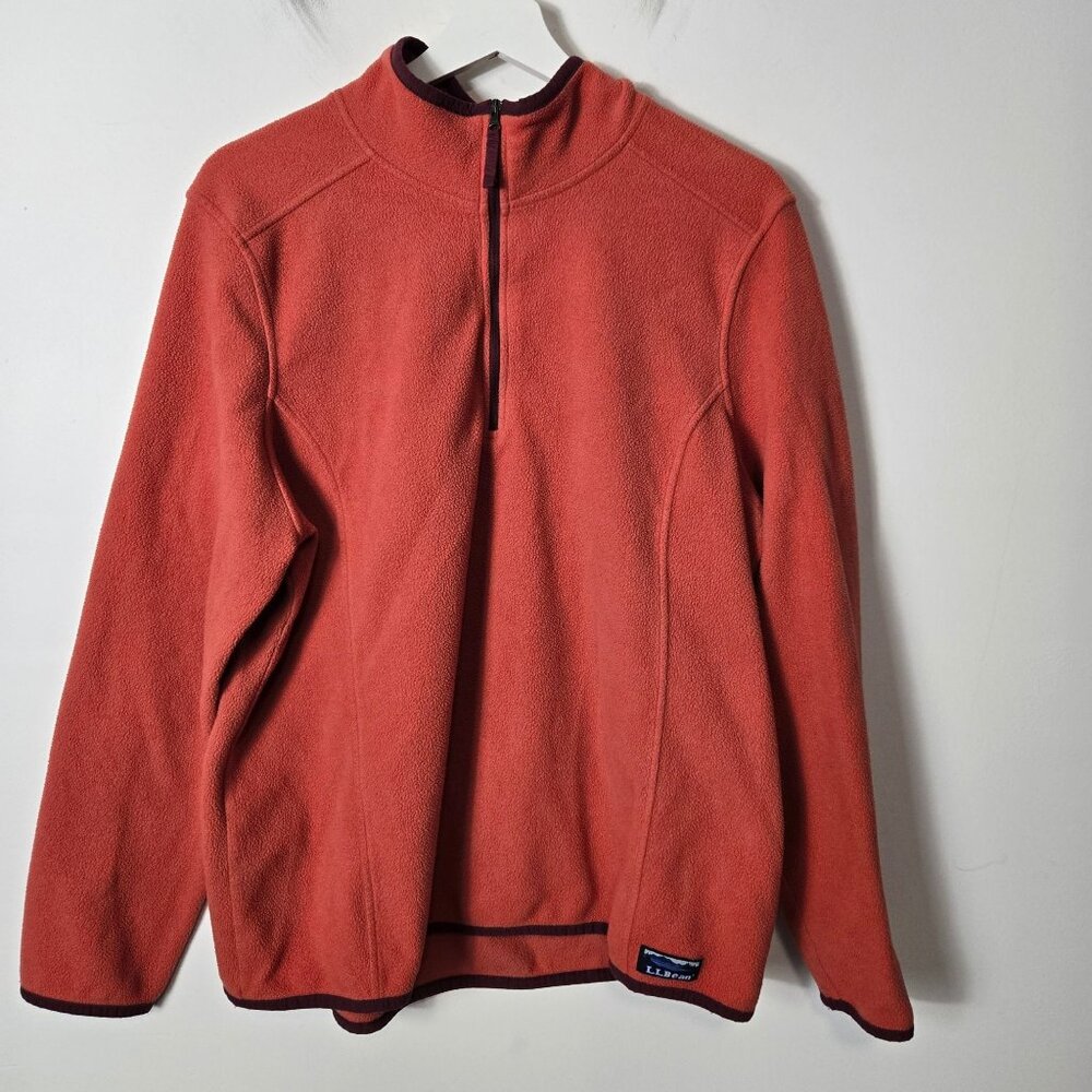 L.L. Beans Women's Size XL Orange 1/4 Zip Fleece Pullover Sweatshirt